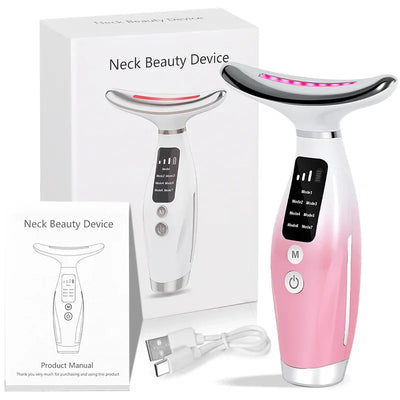 2025 EMS Micro-current Neck Face Beauty Device 7 Color Facial Massager for Enhanced Face Neck and Shoulder Care with Vibrating