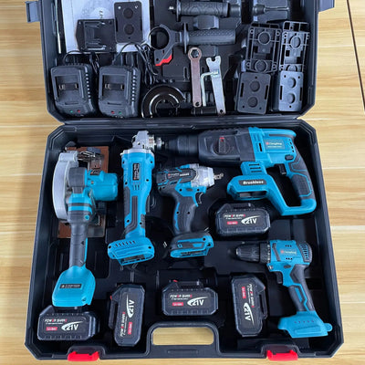 Power Tool Kit Electric Hammer Impact Drill Brushless Angle Grinder Cordless Wrench Portable Circular Saw Combination Tool Kit