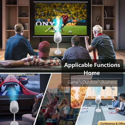Portable Mini  Android Projector Support 4K  1080p Integrated 90°Adjustable Stand Hight Adjustment WiFi Bluetooth  ,Model:TS6