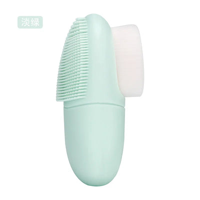 Double Sided Silicone Facial Cleansing Brush Manual Massage Facial Cleanser Brush Soft Bristles Deep Cleaning Exfoliator Tool
