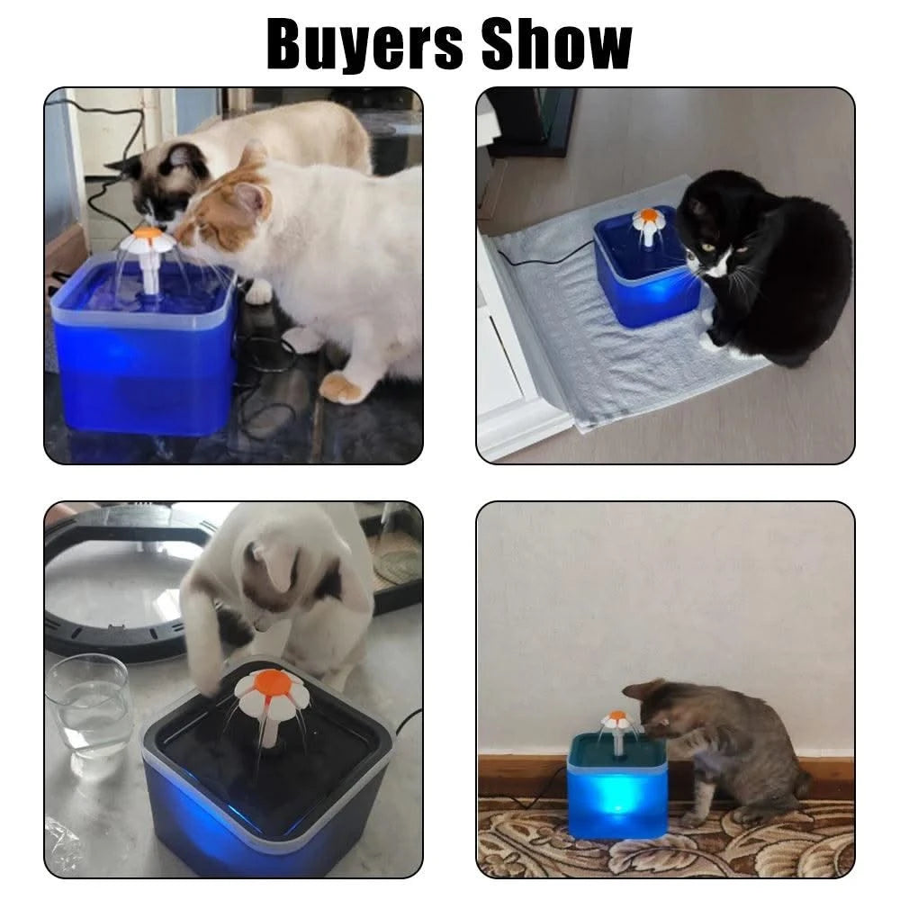 Pet Water Dispenser with Recirculate Filtring for Clean Water Automatic Cat Drinking Fountain USB Charging with LED Lighting