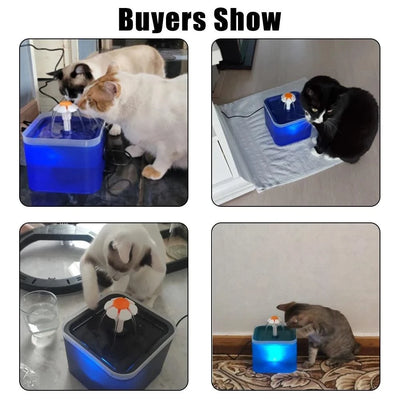 Pet Water Dispenser with Recirculate Filtring for Clean Water Automatic Cat Drinking Fountain USB Charging with LED Lighting