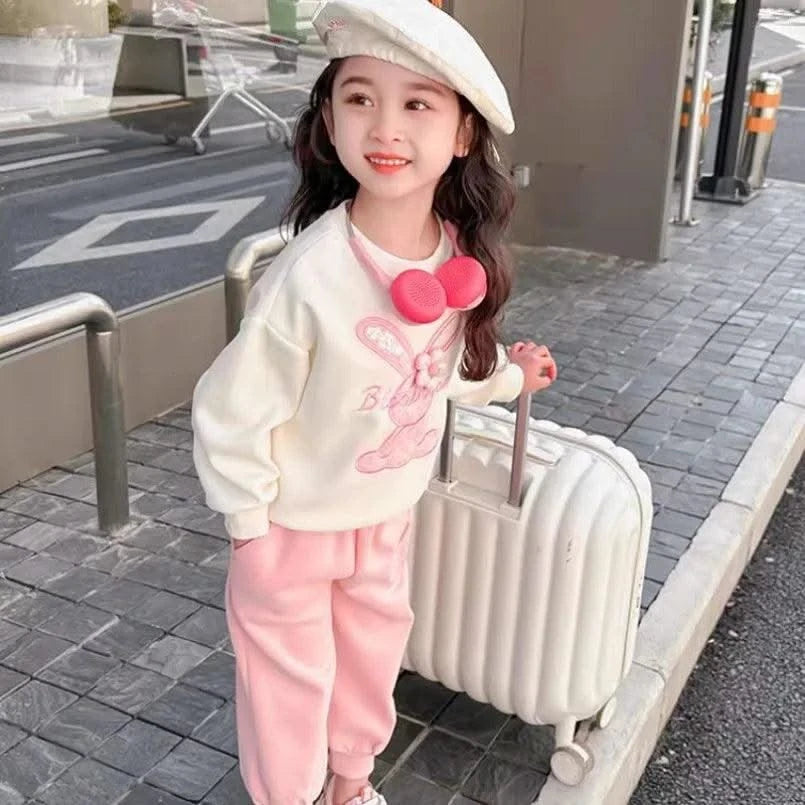 Cartoon Rabbit Long-Sleeved Sweater & Pants (Two-Piece) For Children |Girl's Clothes |Spring and Autumn