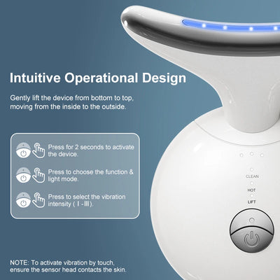 VLVEE Neck Beauty Device EMS Face Massager Facial Neck Lifiting 3 Colors Light Skin Tighten Reduce Double Chin Skin Care Tools