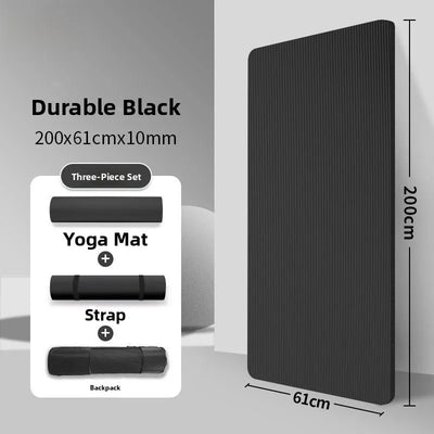 Men's Fitn Yoga Mat Thiened 20mm Wide Long Anti-slip Sports Yoga Mat Home Use Exercise Equipment l Rubber Pure Color