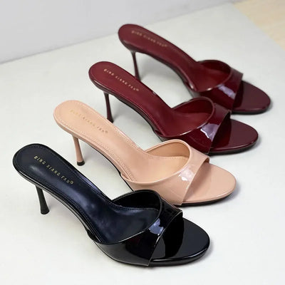 Slip On Ladies Stiletto Heels Shoes New In Summer Spring Luxury Female Slides Footwear Fashion Round Toe Women Heels Pumps Shoes