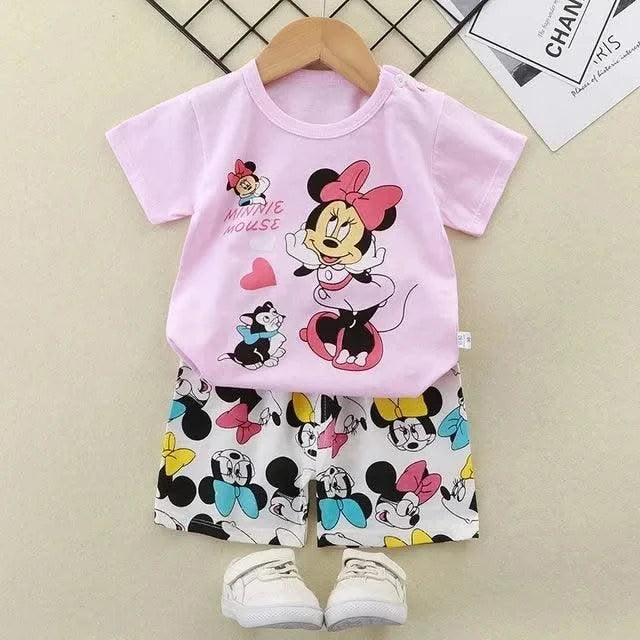 Summer Children Suits For Girls Short Sleeve Sets For Baby Girls Two Clothes T-shirt + Shorts Sets Toddler Clothing