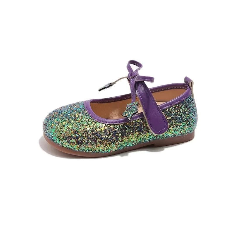 Children's Leather Shoes New Spring Autumn Ballet Flats for Girls Sequins Princess Versatile Kids Fashion Causal Catwalk Shoes