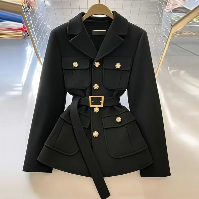 Women's Blazer Coat New 2025 Autumn Long Sleeve Casual Single Breasted Elegant Office Waist Ladies Suit Jacket lady Outerwear