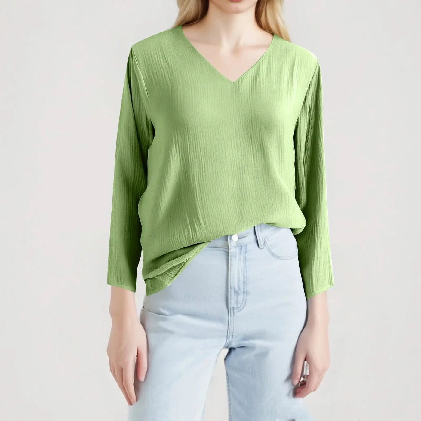 Women Cotton And Linen Top Spring Summer Fashion Casual V-Neck Long Sleeve Loose Pullover Tops Thin Lightweight Comfy Blouse Top