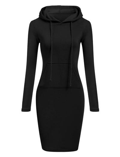 Ladies Autumn Attire Women's Hooded Dresses Hoodie - Style Sweatshirt Dresses for Women Tops in Ladies Clothing