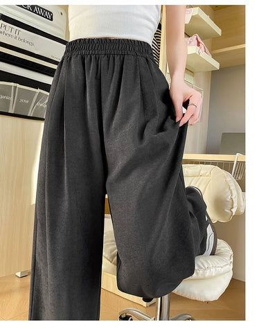 Women Wide leg Pants Spring Summer Elastic Waist Stright Long Loose pants Casual Female Solid Soft Pants Trousers