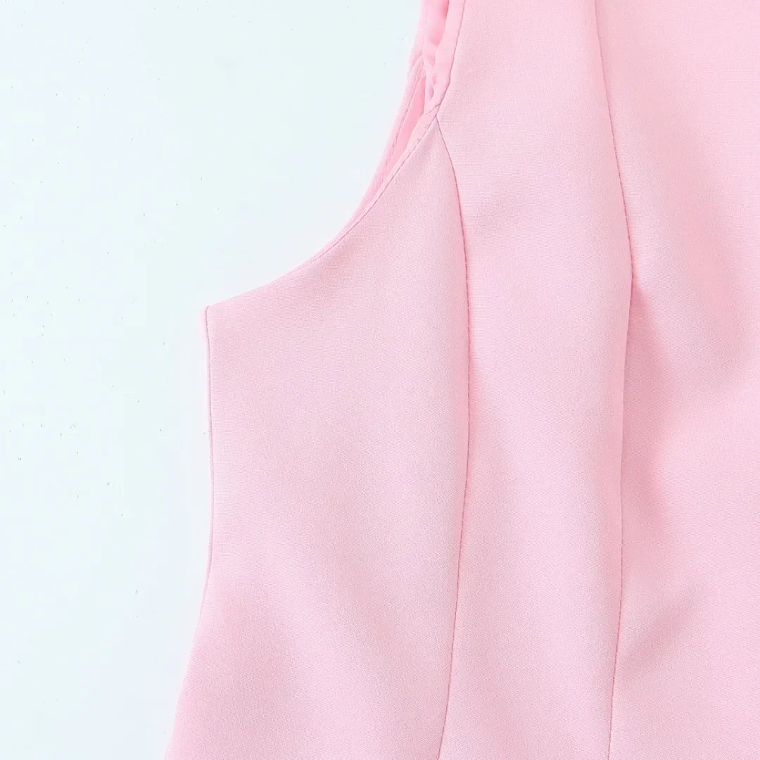 TRAF Top for Women Fashion Summer Short Skirt Hem Bow Sleeveless O-neck Blouse Street Clothing Vest Tank Chic Ladies Tops Mujer