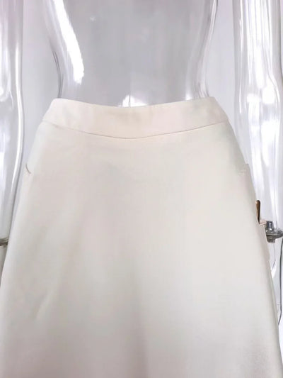 Vintage Elegant Style Lady Solid A-line High Waist Office Casual Wear Women Midi Skirt