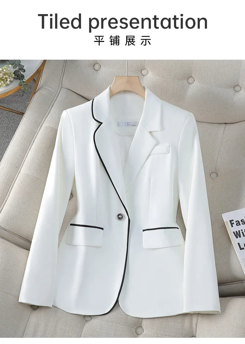 Luxury White Women's Blazer Women's Slim Suit Fashion Temperament Formal Suit Elegant Workwear Western-style Suit Jacket