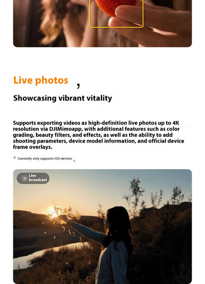 DJI Osmo Pocket 3 Handheld PTZ Smart Travel with An Inch Pocket PTZ Camera Handheld Vlog Camera Outdoorl Gifts