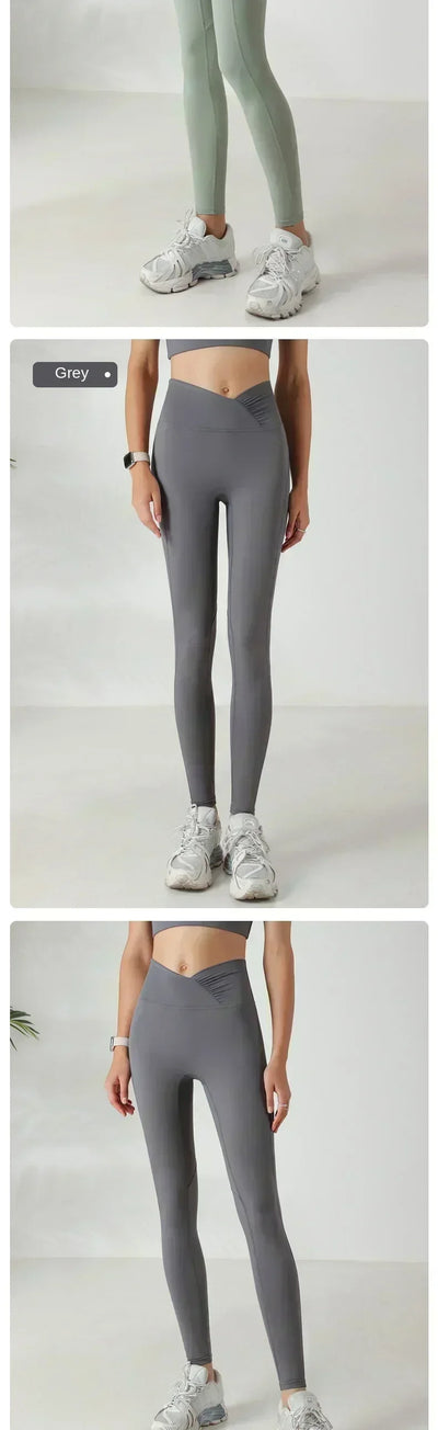 Yoga pants women's fitness running sports 2024 new spring and fall belly lifting hip tight bottoming pants nude stretch