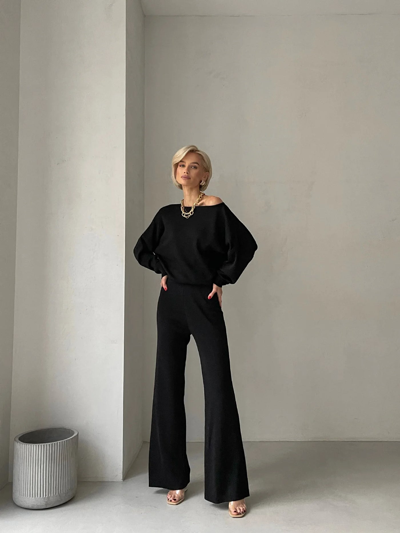Elegant Loungewear Knitted 2 Piece Set Knit Pants and Sweater Suit Women Casual Winter Knitted Two Piece Sets Women 2024