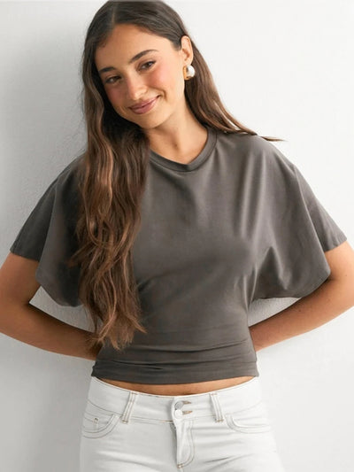 Women's cotton t-shirt summer 2025 baggy crop top French style elegant blouses Sense of design Short sleeve tee casual y25tp031