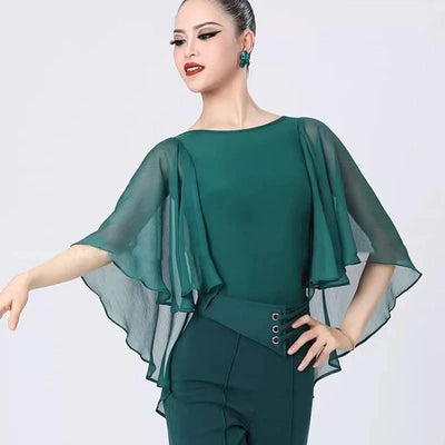 Pink Latin Dance Tops Women Ballroom Blouse