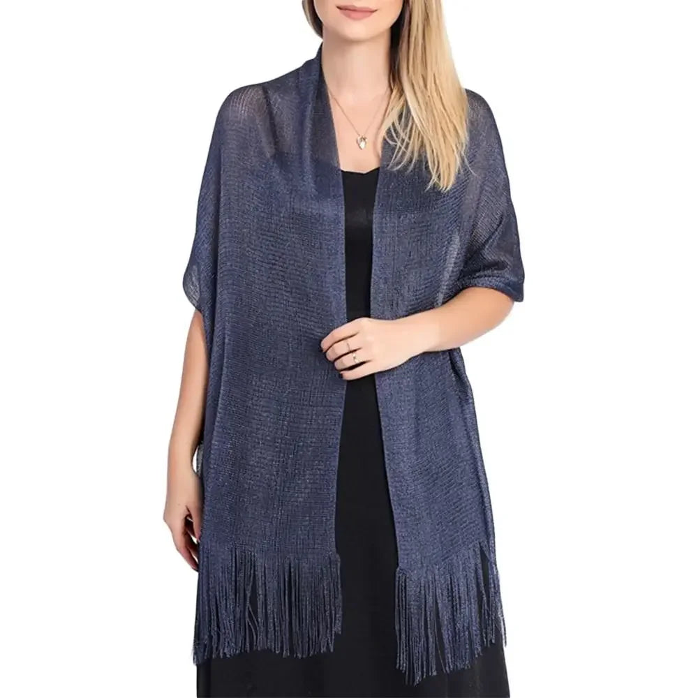 Elegant Evening Dresses Shawls Female Golden Silvery Wire Tassels Bridal Bridesmaid Party Wedding Temperament Accessories Scarf