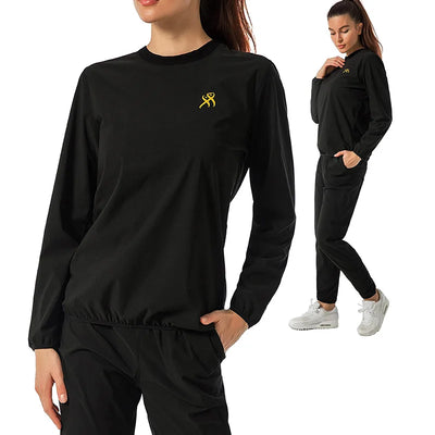 Sauna Suit for Women & Men Weight Loss Workout Body Shaper Long Sleeve Pants with Elasticity Waist and Pocket DesignSweat Suits