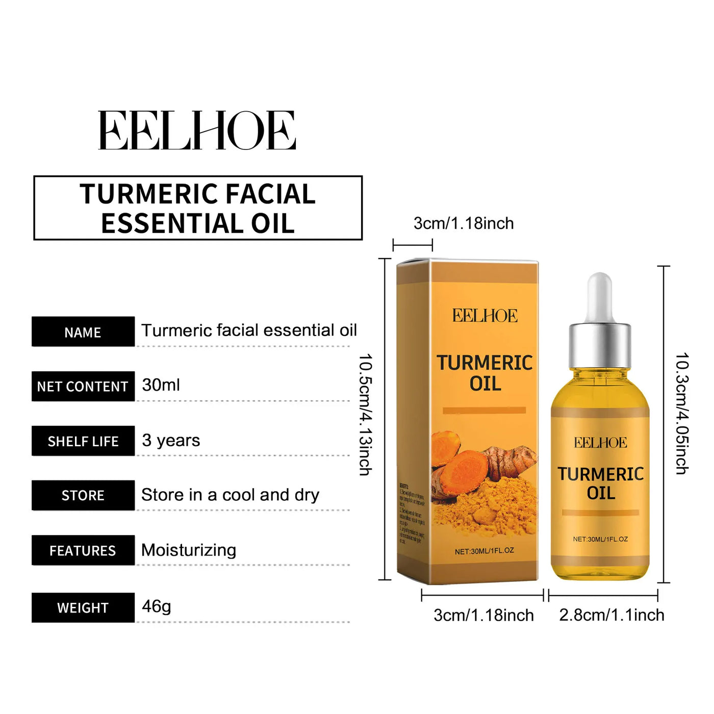 Turmeric Facial Essence Pigmentation Remover Even Skin Soften Skin Hydrated Skin Shrink Pores Moisturizing Soothing Face Serum