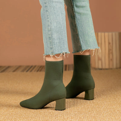 Women's Boots 2025 New Fashion Pointed Soft Knitted Casual Comfortable Shoes (heel height 4.5cm, )