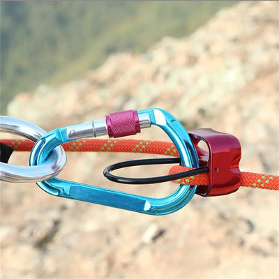 Downhill Be-lay Rappel Device Safety Ring Double Slot Rock Climbing Rappel Hardware Abseiling Climbing Descender Camping Hiking