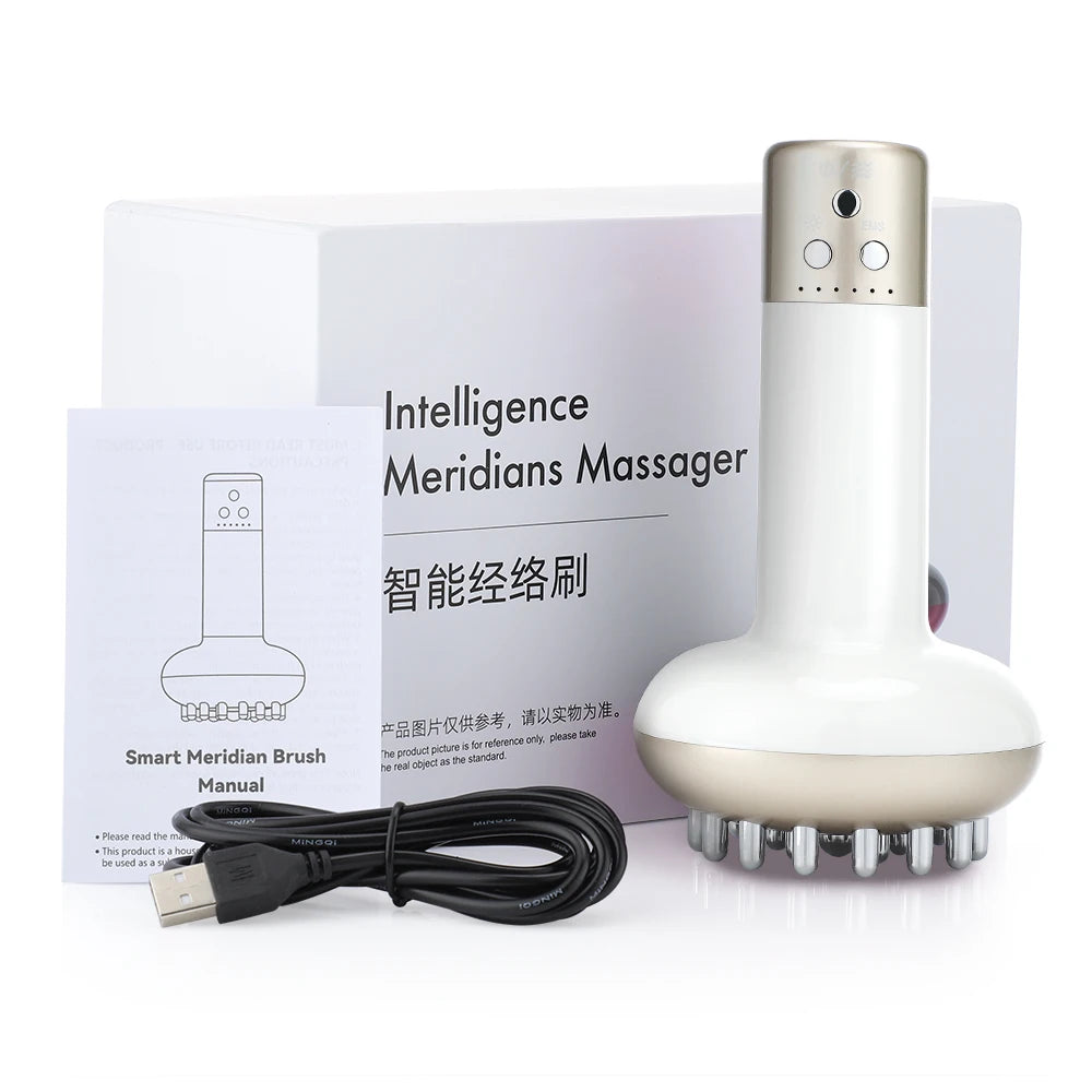 Wireless Guasha Massager Body Shaping Heating Meridian Scraping Brush Lymphatic Drainage Machine Fat Burner Rechargeable