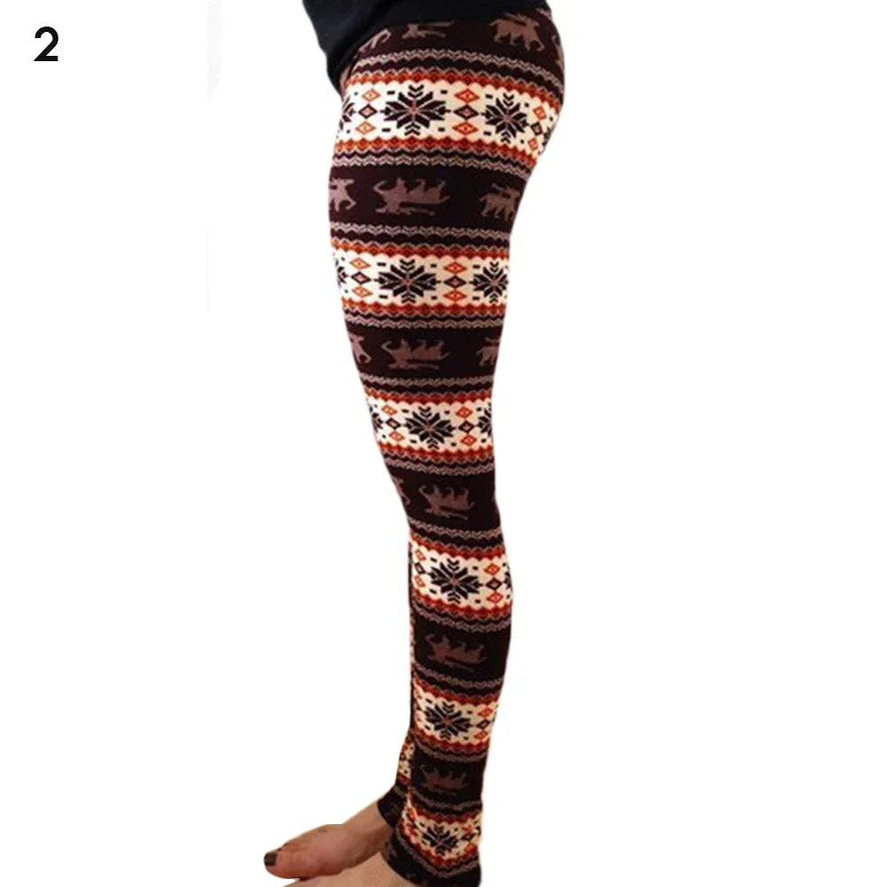Christmas Leggings Women Tights Trouser High Waist Skinny Leggins Snowflake Elk Xmas Fitness Legging Lady Stretch Trousers Pants