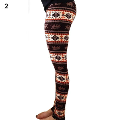 Christmas Leggings Women Tights Trouser High Waist Skinny Leggins Snowflake Elk Xmas Fitness Legging Lady Stretch Trousers Pants