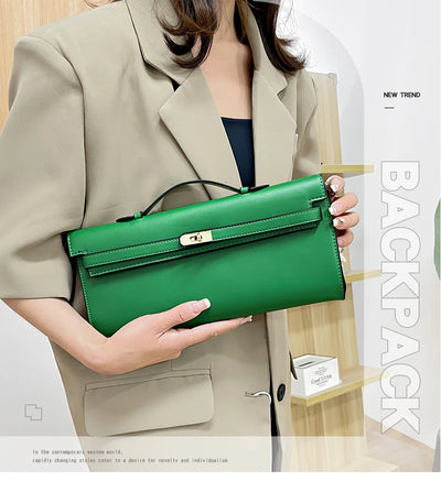 Elegant Classic Leather Handbag For Ladies - With Inner Compartments High Quality By Famous Designer Brand