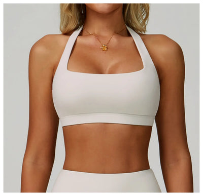 Breathable Sports Bra Anti-Sweat Fitness Top Women Hanging Neck Yoga Bra Shockproof Crop Tops Push Up Sport Bra Gym Workout Vest