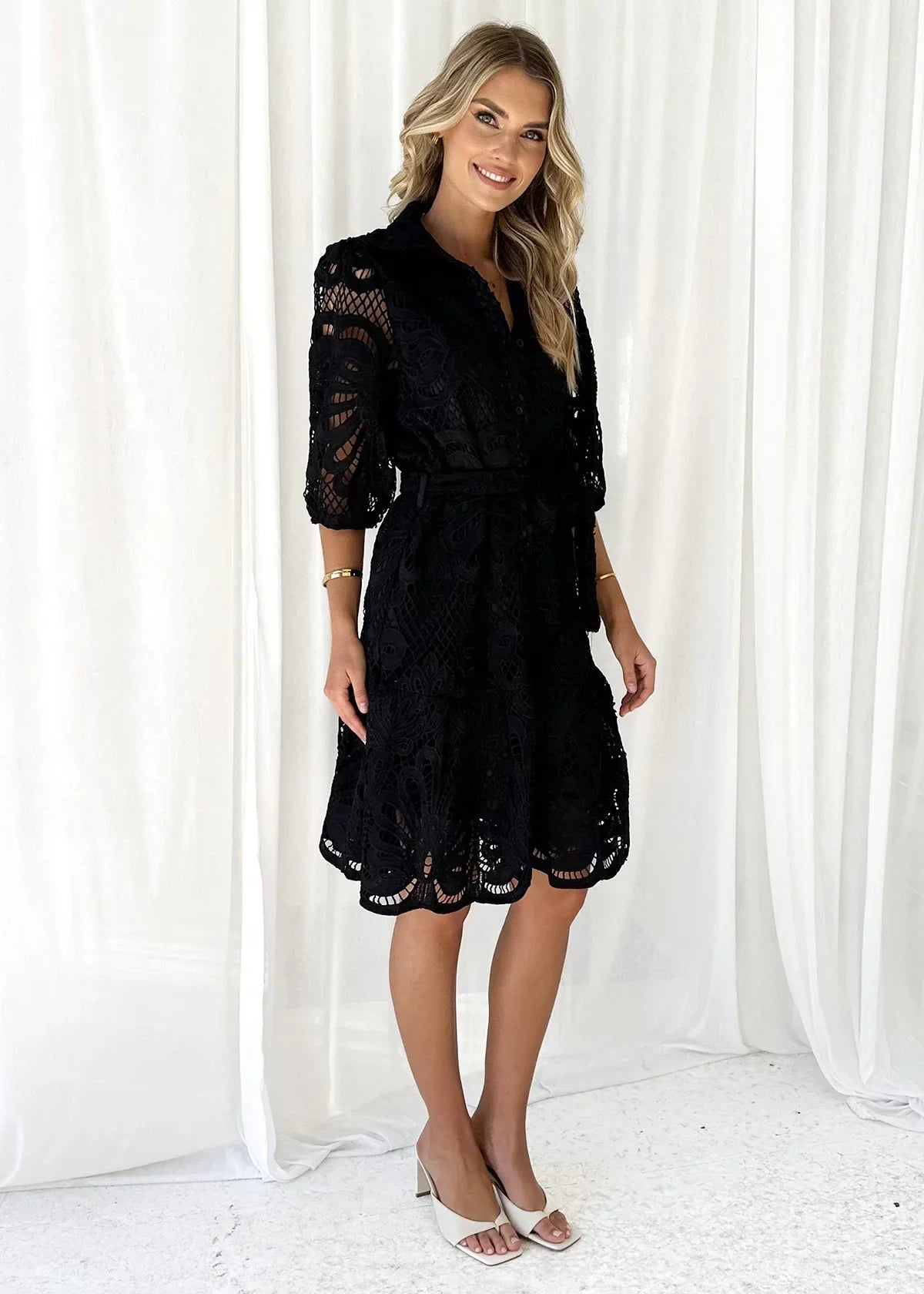 Elegant lace midi dress women 2025 summer fashion slim half sleeve party dresses vestidos