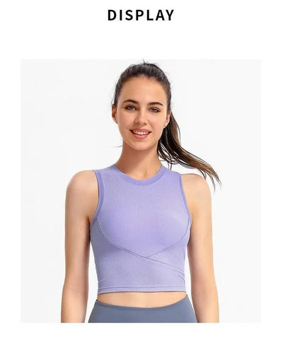 Women's Racerback Sports Bras with Padded - Summer Sleeveless Yoga Top Fitness Workout Running Shirt Breathable Quick Dry Vest