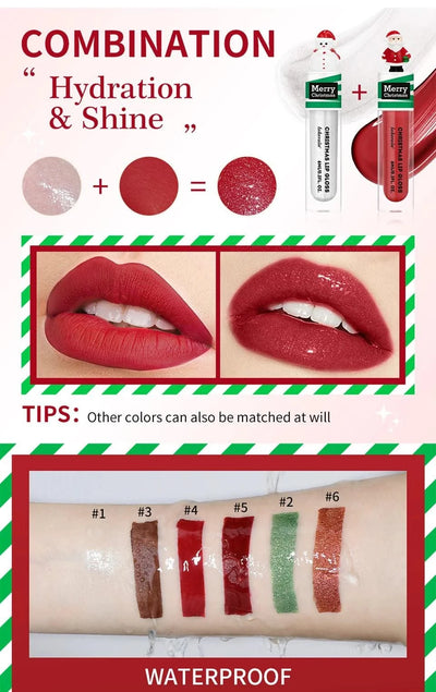 Christmas Colorful  Long-Lasting Water Resistant Lipsticks Lip Gloss Set Woman Makeups