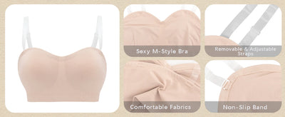 Strapless Invisible M-shaped Bra Solid For Women Summer New Non-slip Sexy Push-up Comfortable Underwear For Dress Brasieres