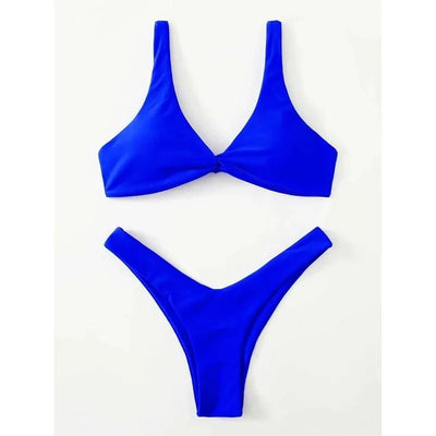OIINAA Bathing Suit Women Solid Sexy Swimsuit Bow Tie Drawstring Lace Up Summer Bikini Set Two-pieces Beachwear Thong Biquinis