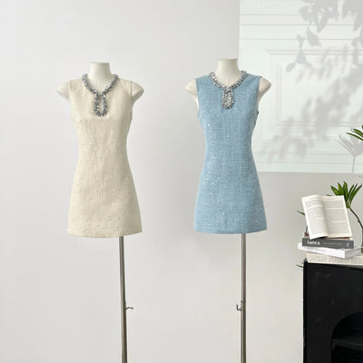 High Quality Luxury Small Fragrance Tweed Dresses For Women 2025 Sweet Short Summer Dress Party Vestidos Robes Roupas Feminina