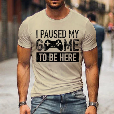 T Shirts for Men Luminous Graphic T Shirts I Paused My Game To Be Here Print T-shirts Gamer Lovers Clothing Hip Hop Streetwear