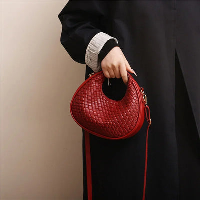 PU Leather Shoulder Bag Fashion Solid Color Lattice Crossbody Bag Small Bag Ladies Trend Luxury Designer Handbags