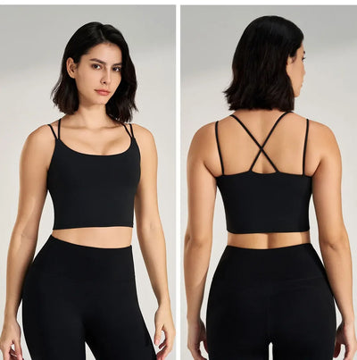 Women's sexy yoga undershirt Outdoor beautiful back training clothes Fashion sling bra Sports underwear With Coasters