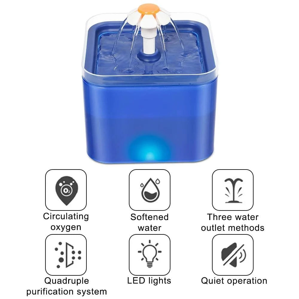 Pet Water Dispenser with Recirculate Filtring for Clean Water Automatic Cat Drinking Fountain USB Charging with LED Lighting
