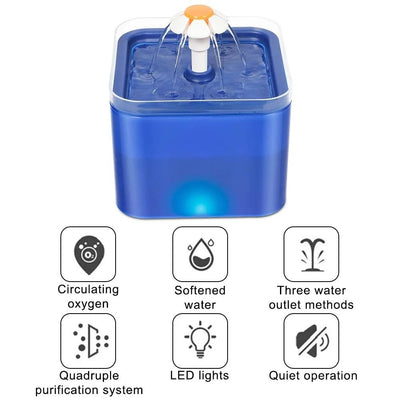 Pet Water Dispenser with Recirculate Filtring for Clean Water Automatic Cat Drinking Fountain USB Charging with LED Lighting