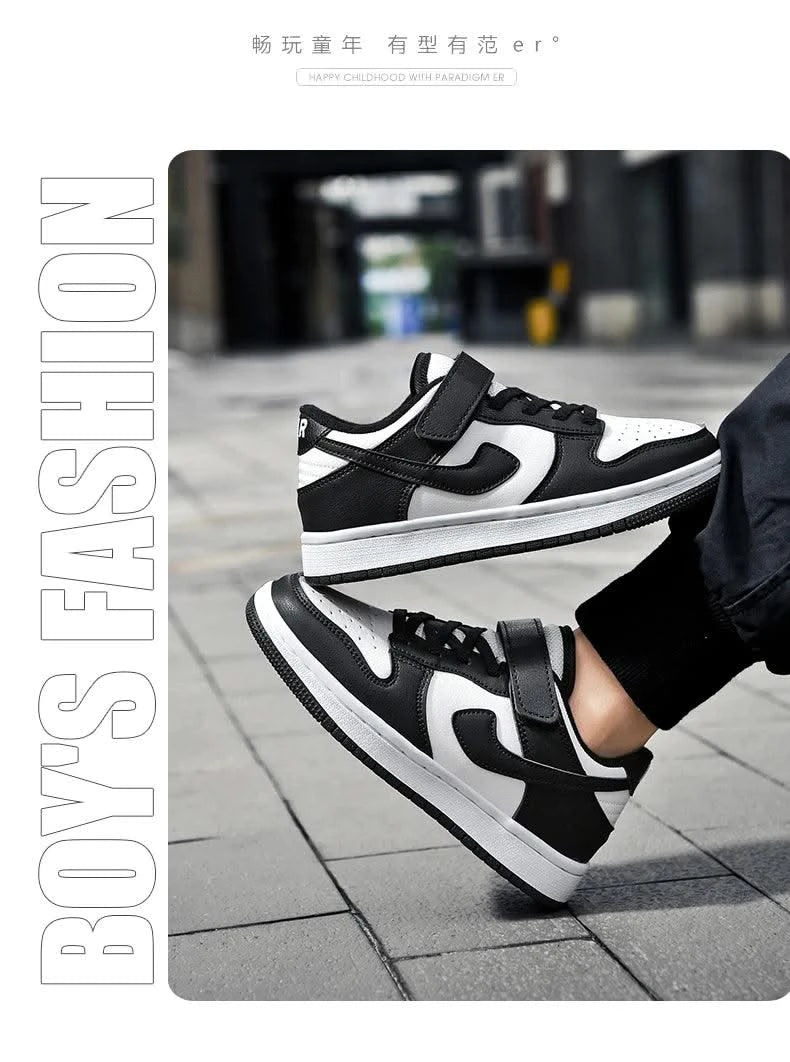 Boys' sports shoes 2025 new leather-covered waterproof children's casual shoes primary school trend non-slip board shoes