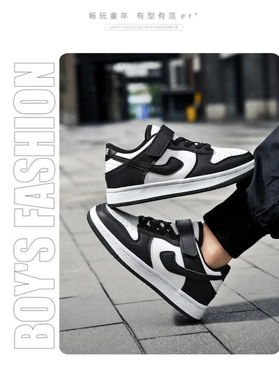 Boys' sports shoes 2025 new leather-covered waterproof children's casual shoes primary school trend non-slip board shoes