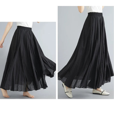 Fashion Cotton Linen Clothes Women Skirts Maxi Y2k Elegant Beach Saia Ropa Mujer Casual Vestido Boho Long Skirt Faldas Harajuku