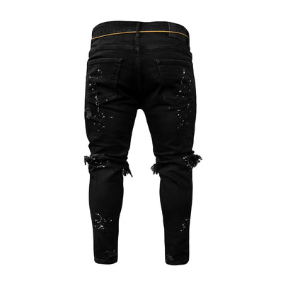 New 2025 Ripped Hole Jeans for Men Hip Hop Cargo Pant Distressed Denim Jeans Skinny Men Clothing Full Length Slim Trousers Male