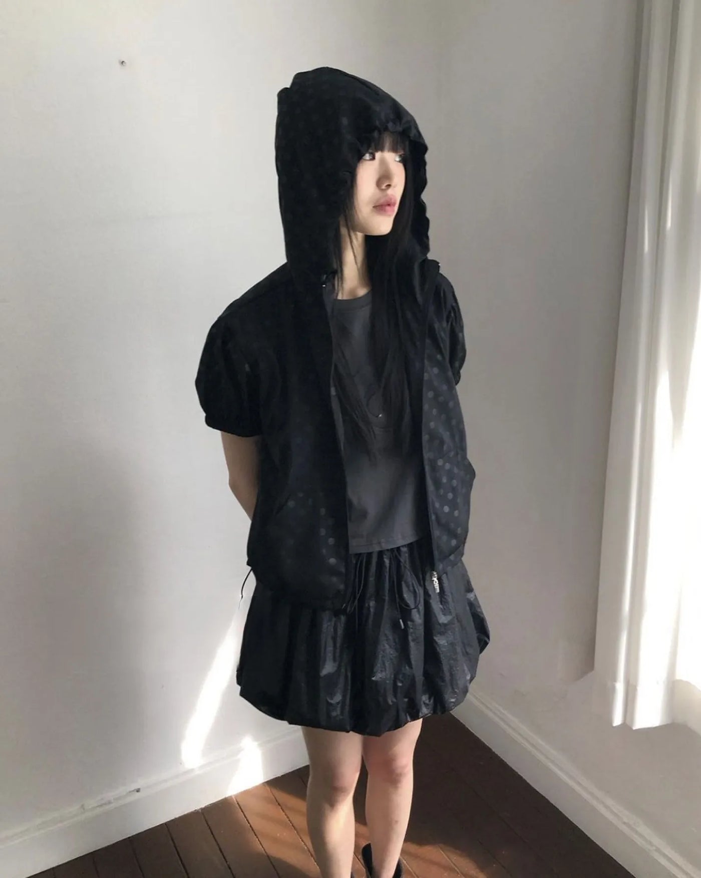 Streetwear Summer Coat for Women 2025 Ropa Mujer Short Sleeve Zipper Hooded Polka Dot Vintage Y2k Tops Casual Thin Jacket 27x969